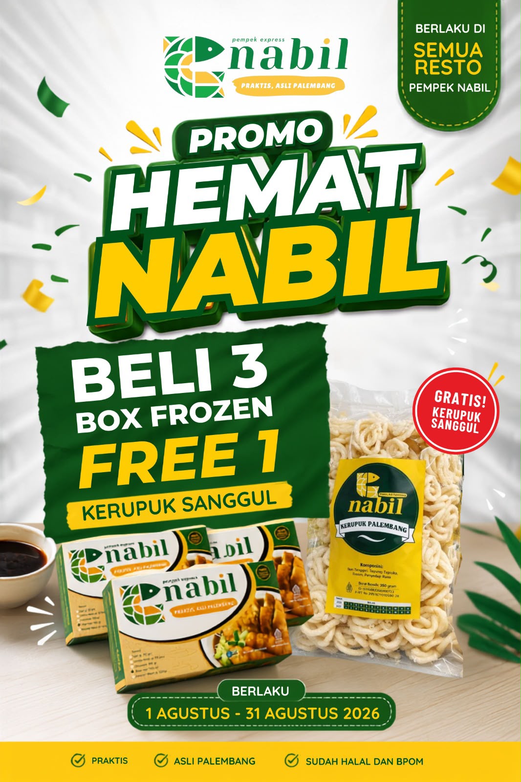Promo Hemat Nabil beli 3 box frozen gratis kerupuk sanggul